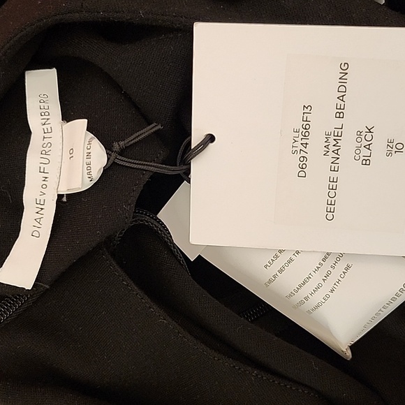 NWT Diane Von Furstenburg Black Ceecee Enamel Beading Sz 10 - Picture 15 of 16